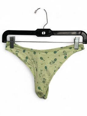 NWT Pink Victoria’s Secret Lime Green Tennis Dogs Printed Thong Underwear